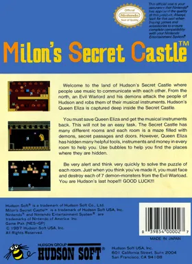 Milon's Secret Castle (USA) box cover back